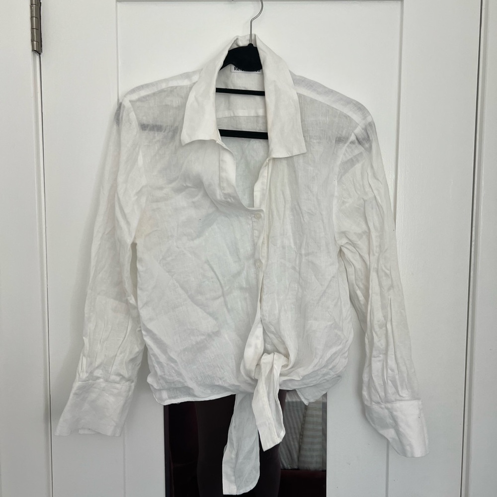 Reformation Linen Buttondown Tie Waist